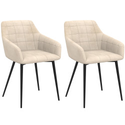 Set van 2 beige fluwelen eetkamerstoelen - MADY