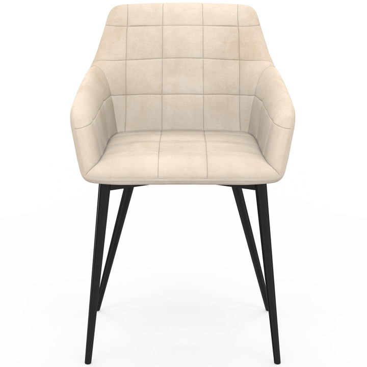 Set van 2 beige fluwelen eetkamerstoelen - MADY