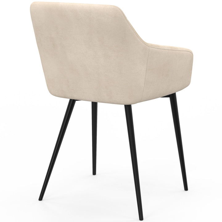 Set van 2 beige fluwelen eetkamerstoelen - MADY