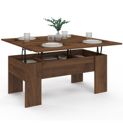 Tavolino rettangolare alzabile trasformabile in tavolo da pranzo in legno effetto noce TARA 100 cm