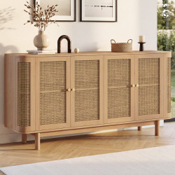 DANA 160 cm credenza arrotondata a 4 ante in legno e vimini