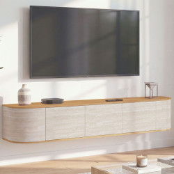 LEORA hangende tv-kast van 180 cm, hout en travertin-look