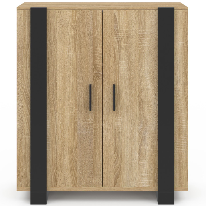 Buffet d'appoint 2 portes 70 cm PHOENIX noir et bois