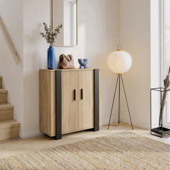 Credenza ausiliaria a 2 ante da 70 cm PHOENIX in legno e nero
