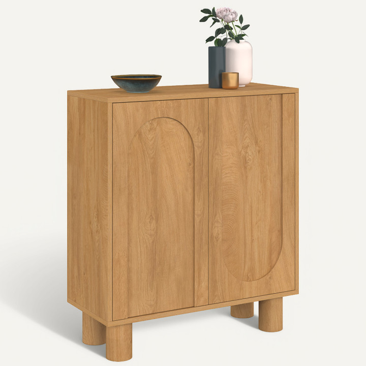 Buffet d'appoint 2 portes 70 cm ARCHIE design arche effet bois