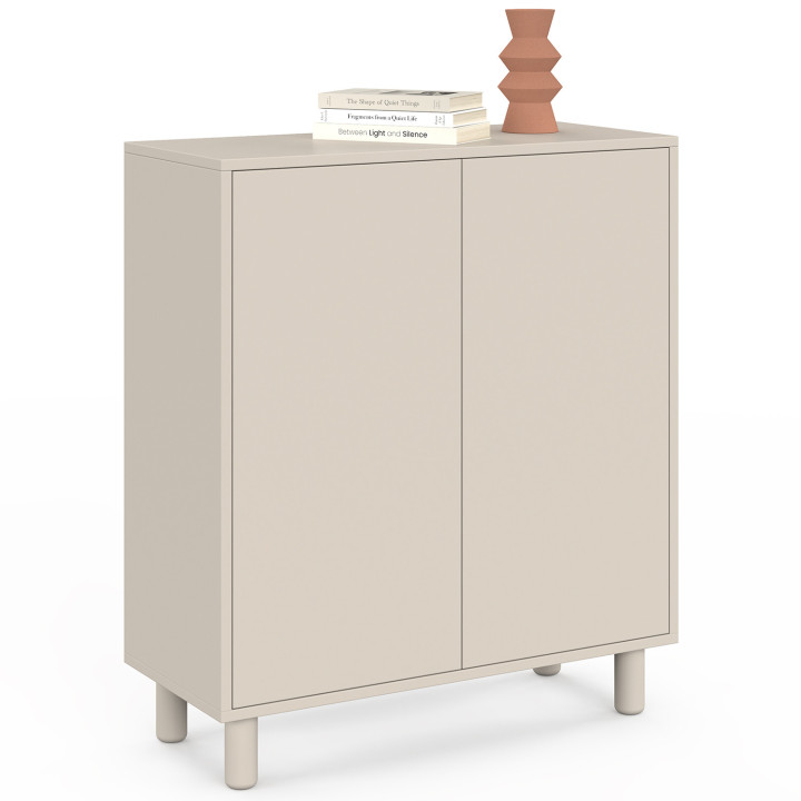Buffet d'appoint 2 portes bois 70 cm BERTILLE coloris beige