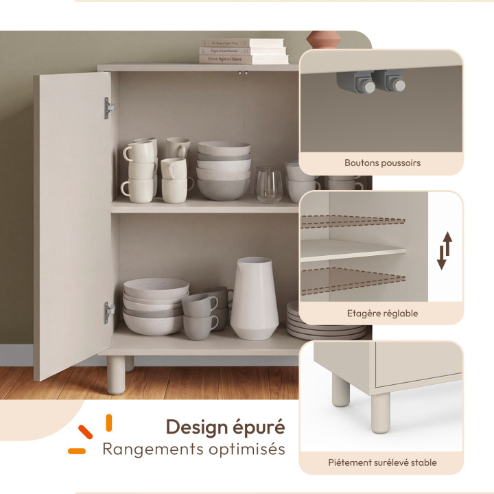 BERTILLE beige 2-deurs dressoir 70 cm