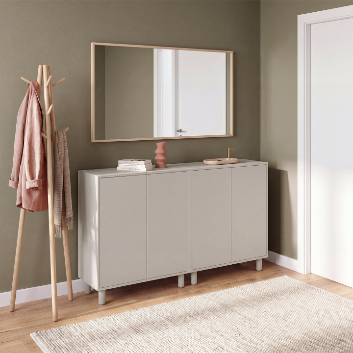 Buffet d'appoint 2 portes bois 70 cm BERTILLE coloris beige