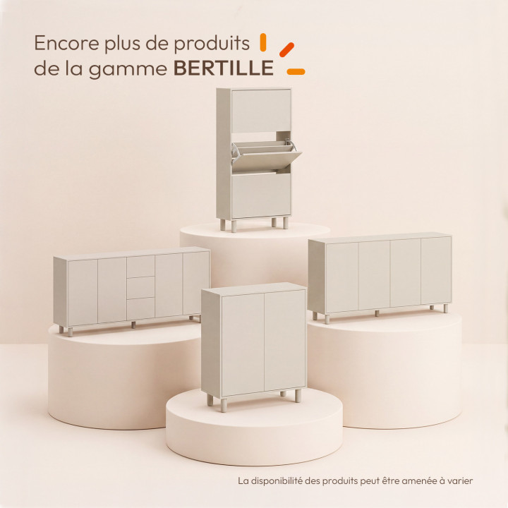 Buffet d'appoint 2 portes bois 70 cm BERTILLE coloris beige