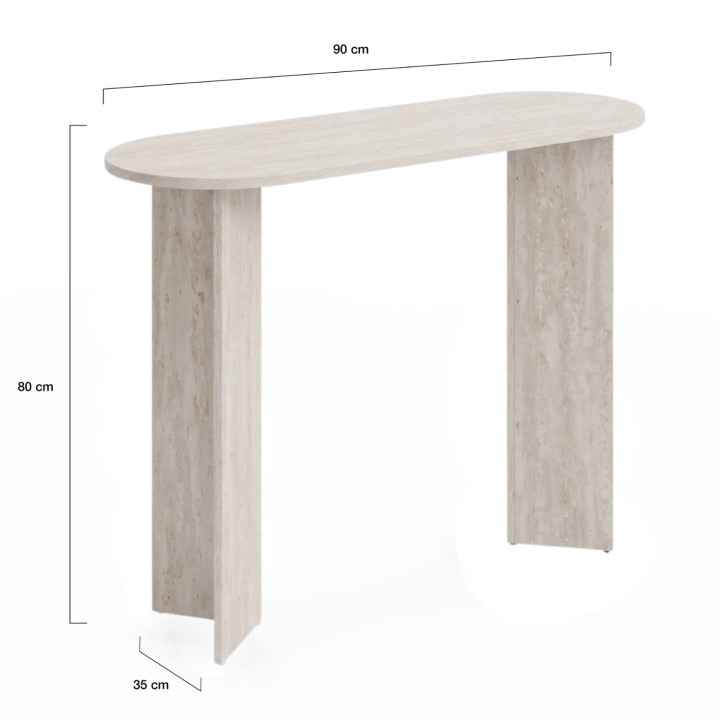 Console ovale MARTHE in legno effetto travertino