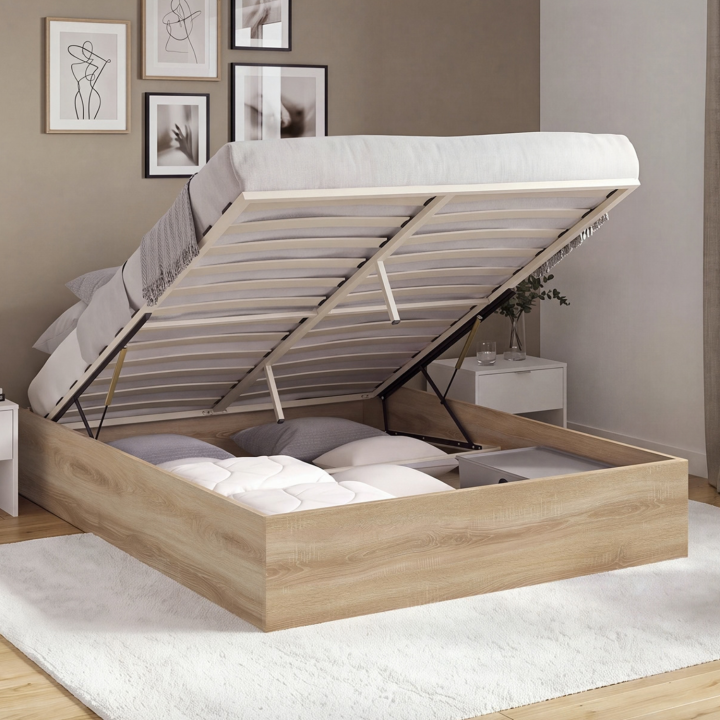 Cama arcón doble SANDSIDE con somier de haya de 160 x 200 cm