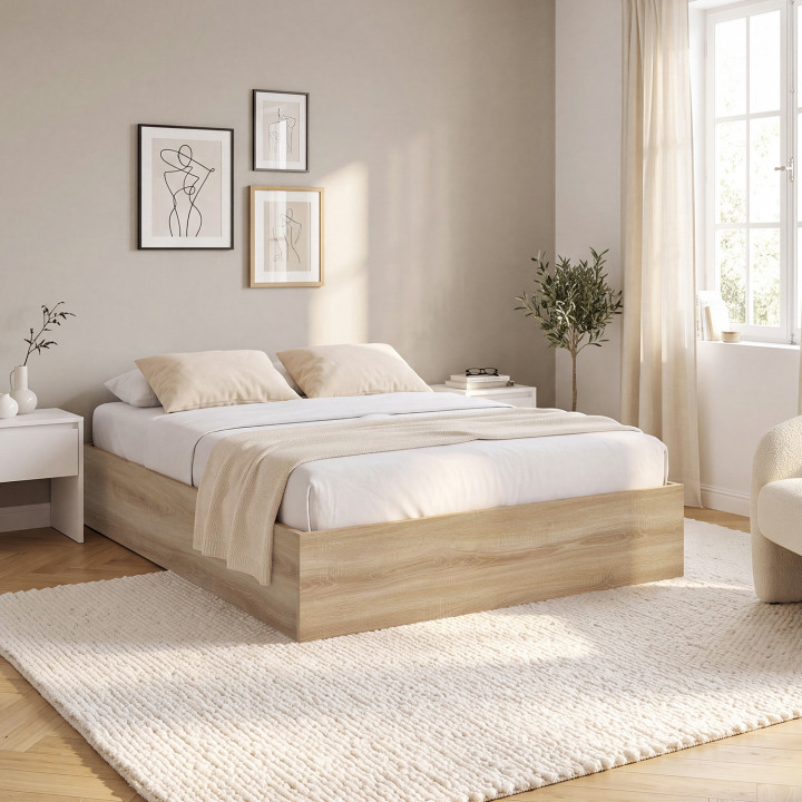 Cama arcón doble SANDSIDE con somier de haya de 160 x 200 cm