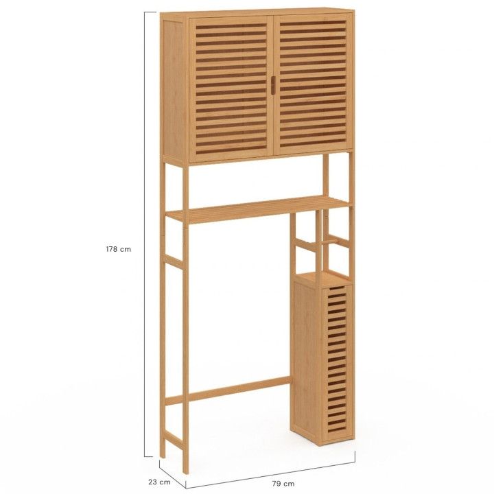 Meuble WC 3 en 1 avec armoires de rangement bambou BEA