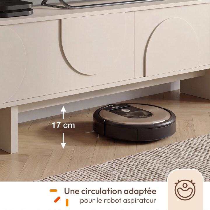 Mueble para televisión de 180 cm ARVIN, con 2 puertas con relieves redondeados, en color beige