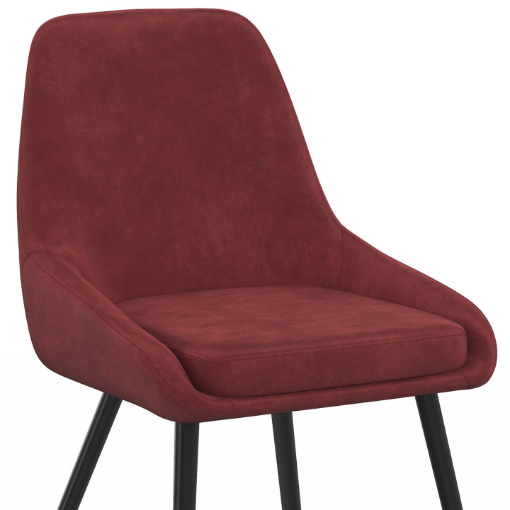 Lot de 6 chaises THALYA en velours bordeaux avec accoudoirs