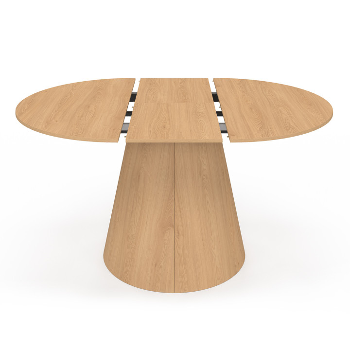 Tavolo da pranzo rotondo allungabile ANGELE per 4-8 persone, in legno effetto faggio, 110-150 cm