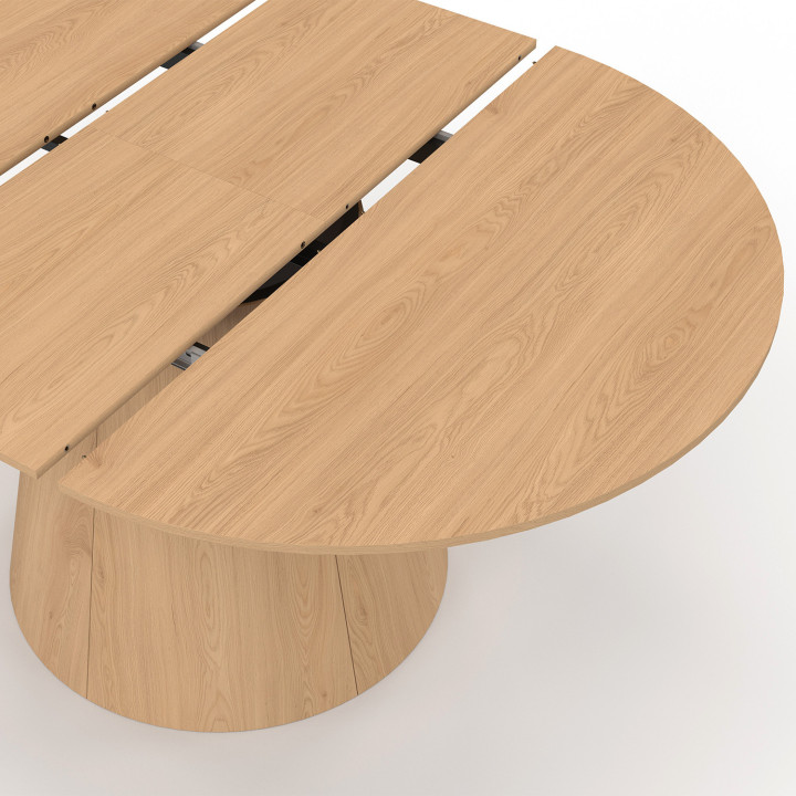 Tavolo da pranzo rotondo allungabile ANGELE per 4-8 persone, in legno effetto faggio, 110-150 cm