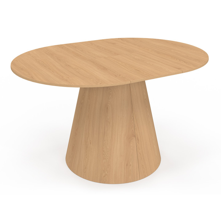 Mesa de comedor redonda extensible ANGELE para 4-8 personas, de madera con acabado de haya, 110-150 cm