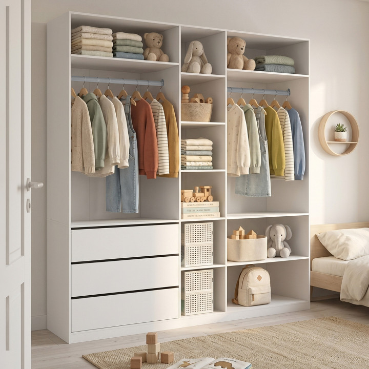 Weißer Kleiderschrank  200 x 55 x 200 cm – TAYLOR