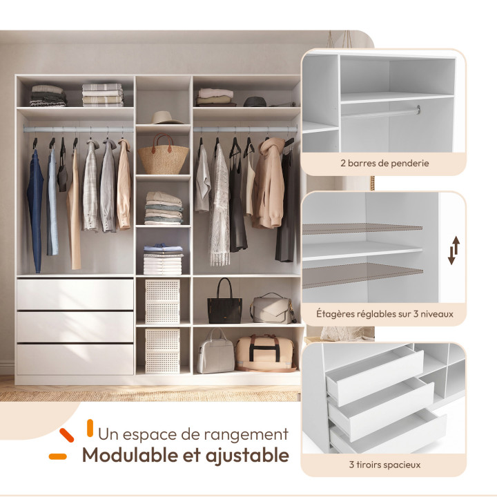 Armario empotrado blanco  200 x 55 x 200 cm - TAYLOR