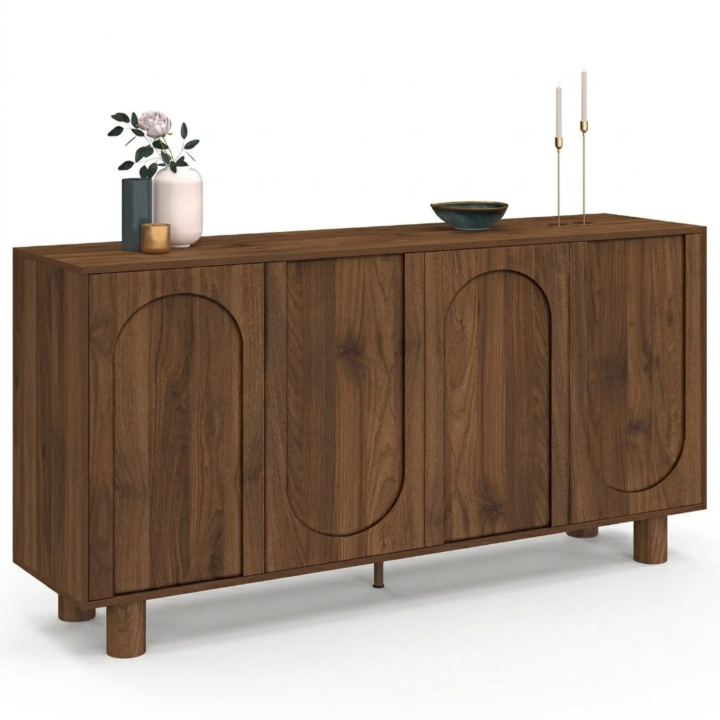 Buffet 160 cm ARCHIE 4 portes design arche effet noyer