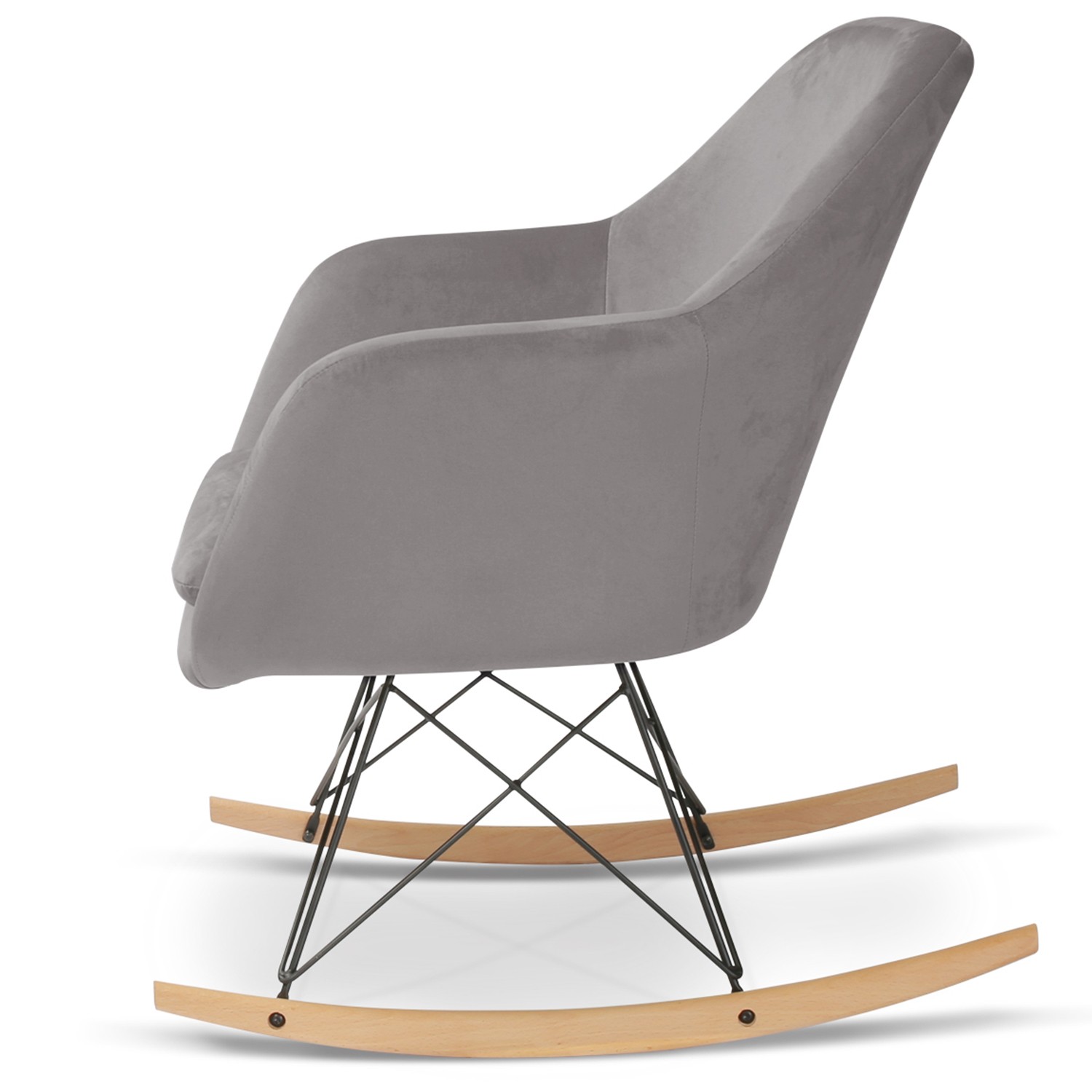 Fauteuil /à Bascule Bora Velours Gris IDMarket