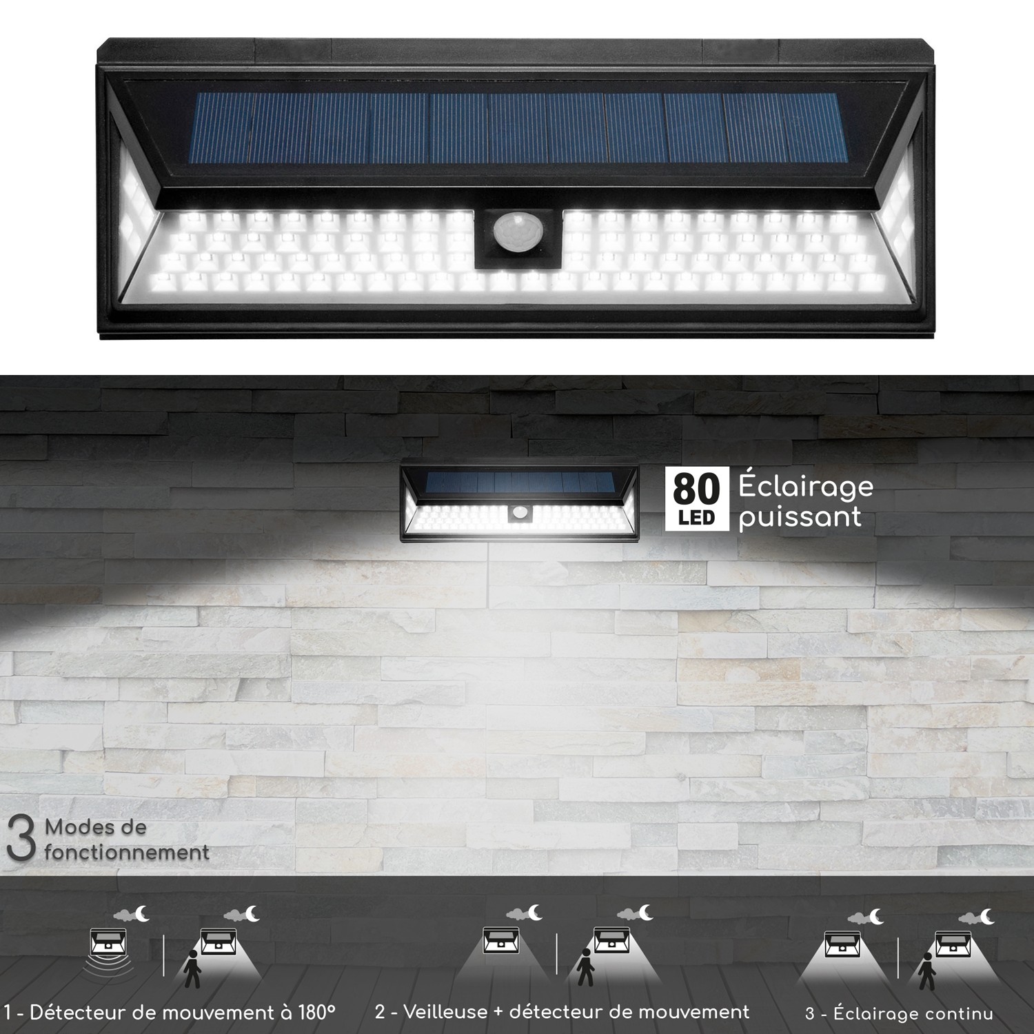 Avec Idmarket Sensor Applique Led Murale 80 Solaire 180° hsdtQrCx