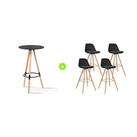 4 TABOURETS ET 1 TABLE DE BAR NOIRS POUR DES REPAS REUSSIS ! 4 TABOURETS ET 1 TABLE DE BAR NOIRS POUR DES REPAS REUSSIS !