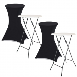 Lot de 2 tables hautes pliantes 105 CM et 2 housses noires Lot de 2 tables hautes pliantes 105 CM et 2 housses noires