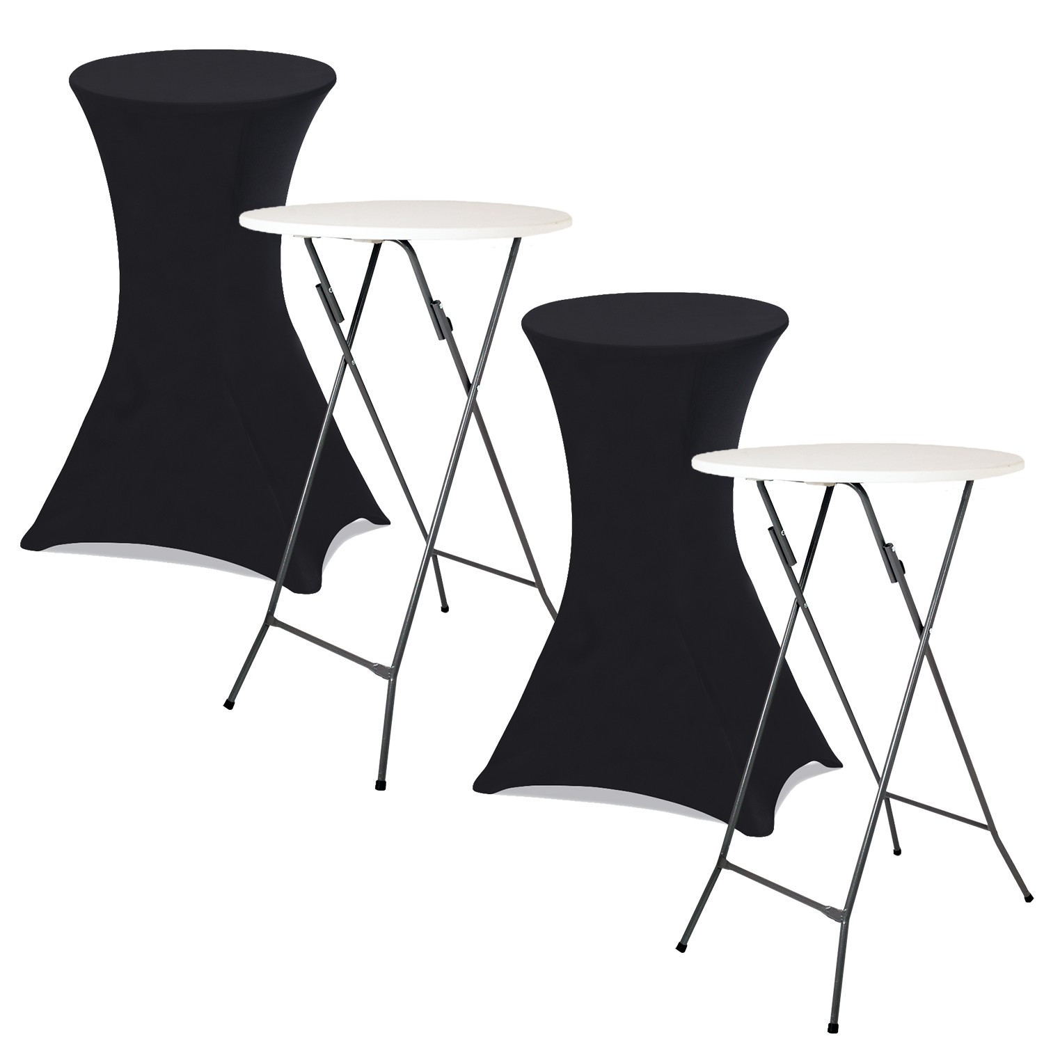 Lot de 2 tables pliantes mange debout avec housses noires