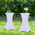 Lot de 2 tables hautes pliantes 105 CM et 2 housses blanches