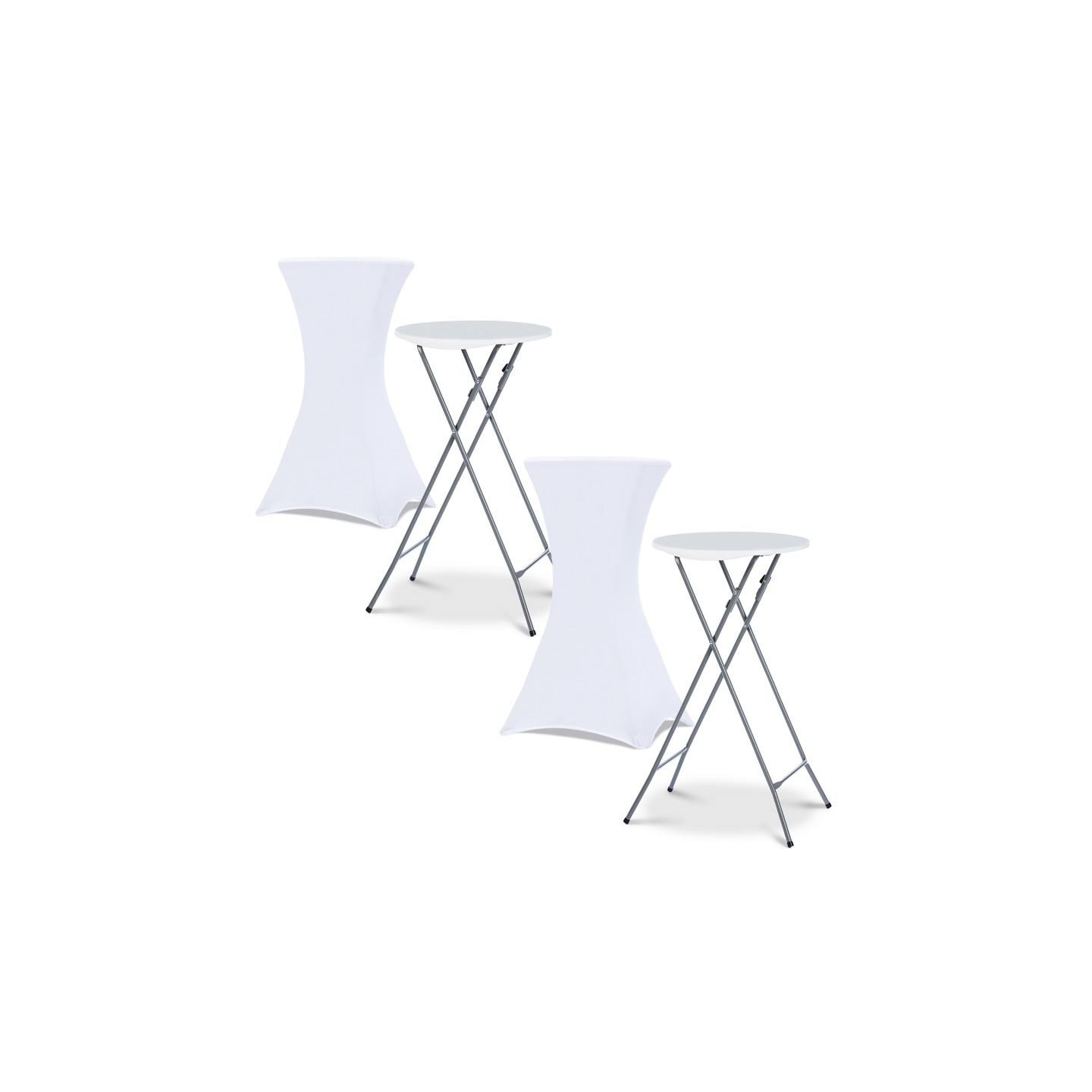 CASARIA® Set 2 Inklapbare Ronde Statafels Marmerlook 110cm 60cm Partytafel Klaptafel Cocktailtafel Wit
