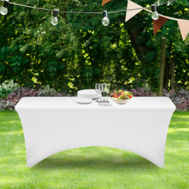 Housse blanche pour table pliante 180 CM Housse blanche pour table pliante 180 CM