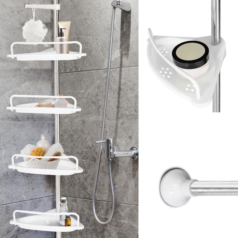 Étagère de douche Sans percage - Panier de rangement Shampoing Savon -  Acier inoxydable - Accessoire toilettes Salle de Bain - Chrome