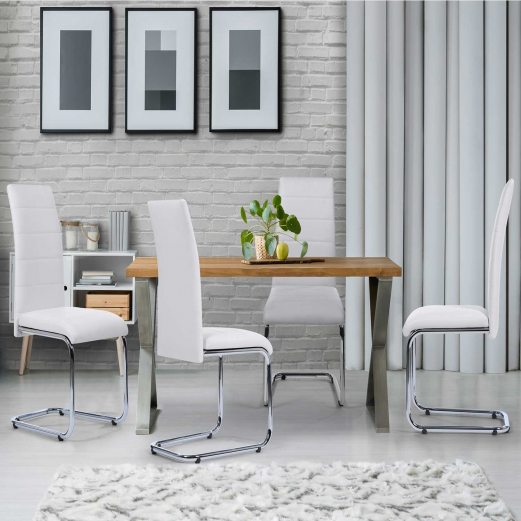 Lot de 4 chaises blanches pas cher pour salle à manger - MIA