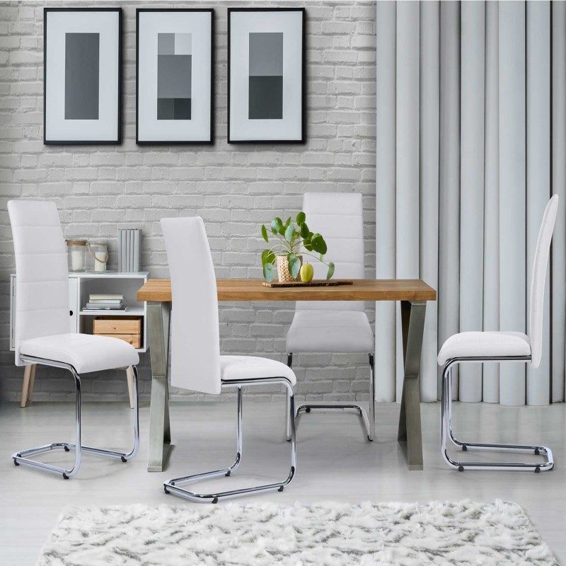 Lot de 4 chaises blanches pas cher pour salle à manger - MIA | ID Market