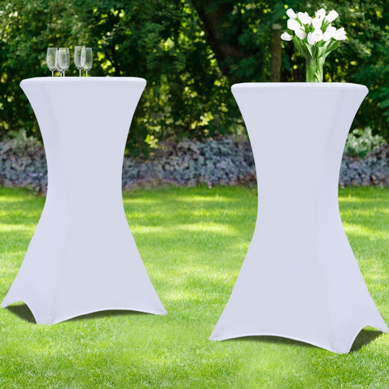 Lot de 2 housses blanches pour table de réception