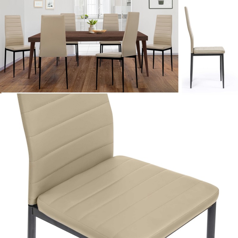 Lot De 6 Chaises Romane Taupes Pour Salle A Manger