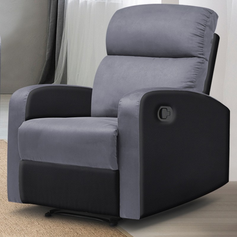 Fauteuil relax pas cher gris et noir | ID Market Fauteuil relax pas cher gris et noir | ID Market