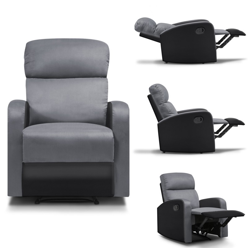 Fauteuil relax pas cher gris et noir | ID Market Fauteuil relax pas cher gris et noir | ID Market