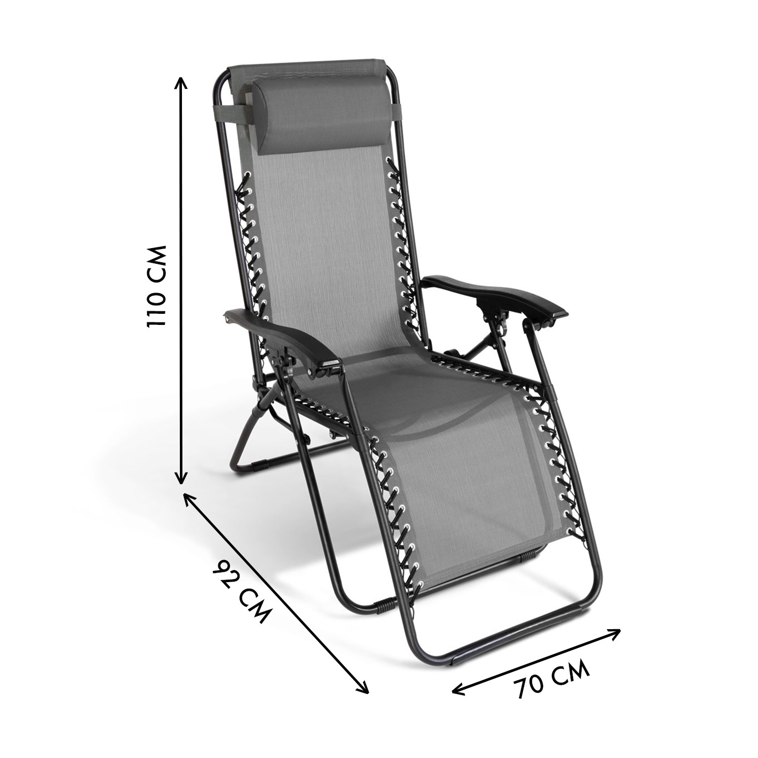 Lot de 2 fauteuils relax de jardin gris anthracite chaises longues