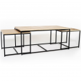 Lot de 3 tables basses gigognes DETROIT 113 cm design industriel