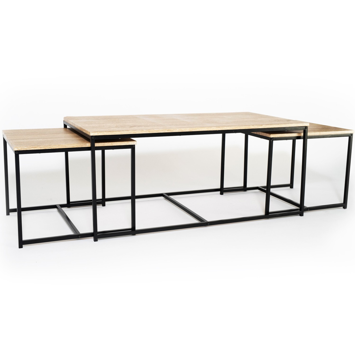 Lot 3 tables basses gigognes : 113x60 cm et 2 formats 53x53 cm | ID Market