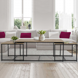 Lot de 3 tables basses gigognes DETROIT 113 cm design industriel Lot de 3 tables basses gigognes DETROIT 113 cm design industriel
