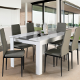 Table à manger GEORGIA 6 personnes blanche et grise 140 x 90 cm 