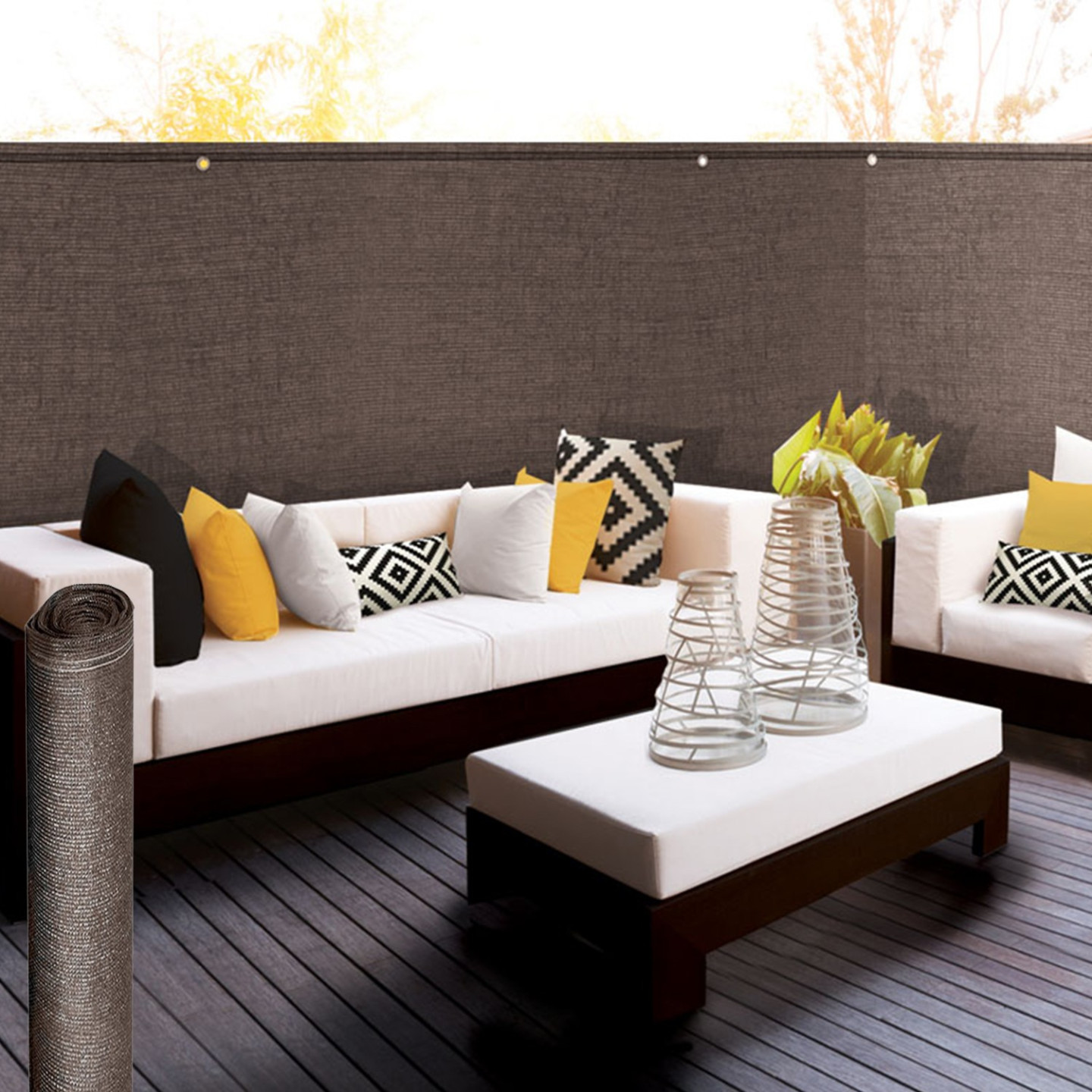 IDMarket Brise-Vue Renforcé Taupe 1,2 X 10 M 220 GR/m² Luxe Pro - Occultation 95% Pour Jardin & Balcon