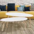 Set x2 tables basses gigognes design scandinave blanc