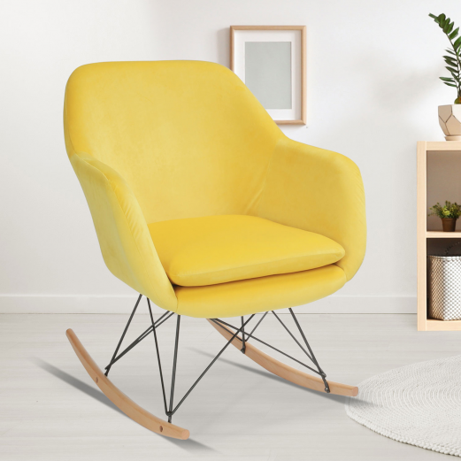 Fauteuil à bascule BORA velours jaune