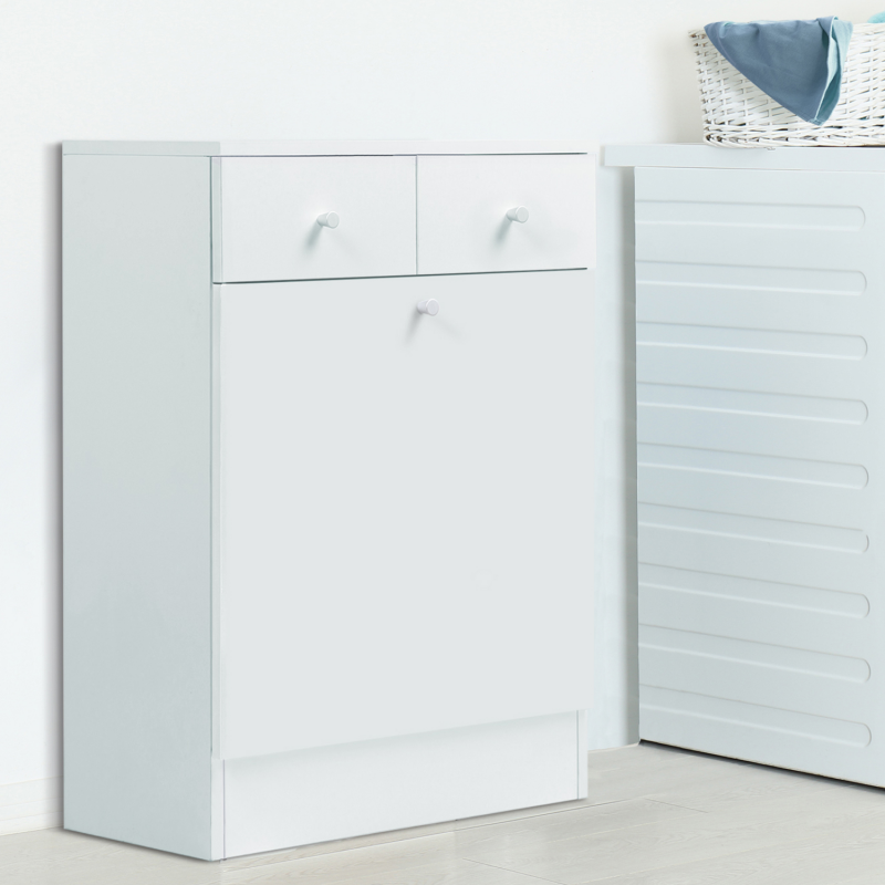 Meuble panière à linge pas cher bois blanc ID Market