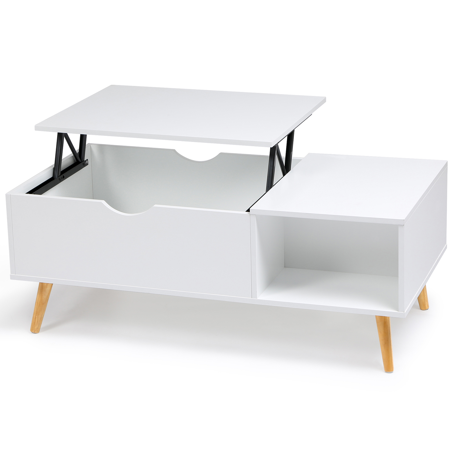 Table basse Effie plateau relevable bois blanc IDMarket Table basse Effie plateau relevable bois blanc IDMarket
